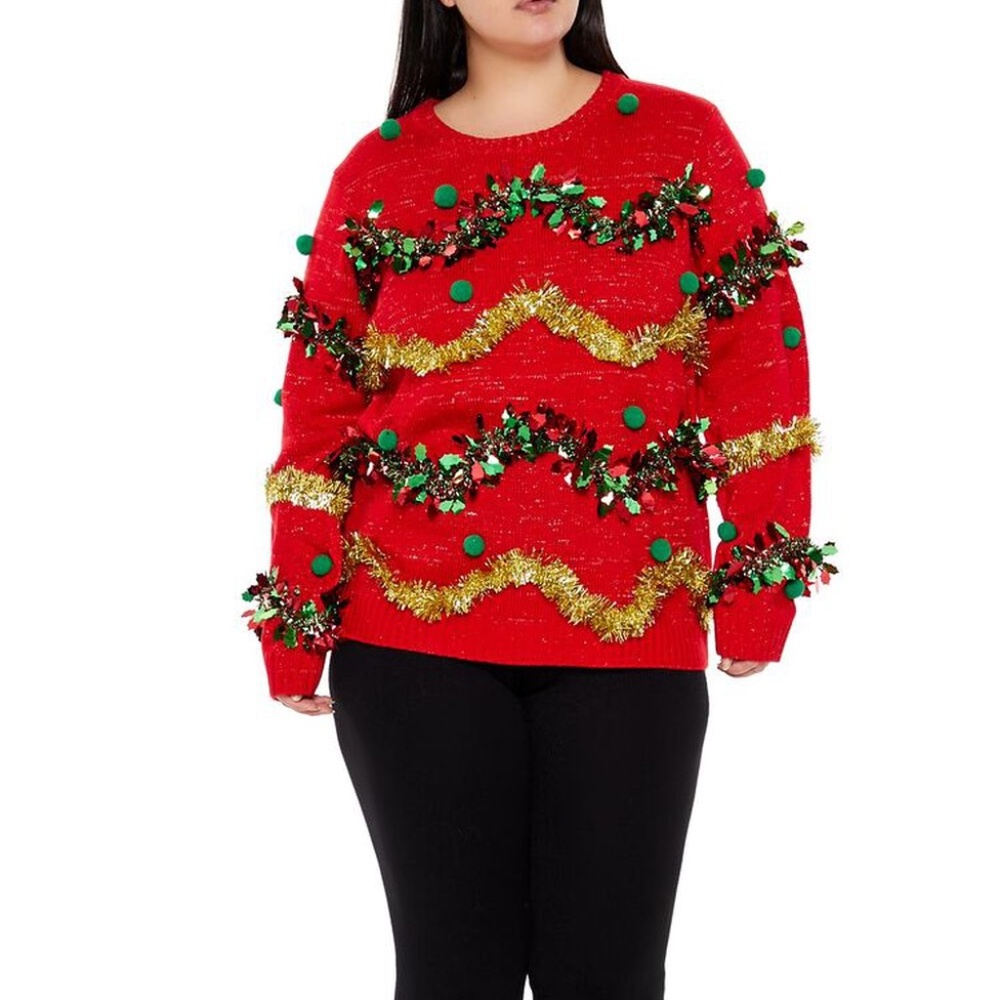 Forever 21 Garland Pom Pom Ugly Christmas Sweater Size Small
